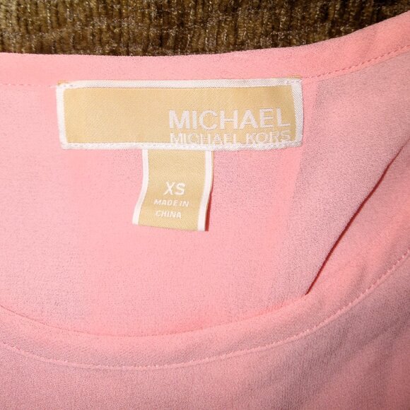 Michael Kors Cotton Candy Pink Layered Chiffon Top - Women's Size XS - Picture 3 of 6
